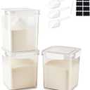 Set Of 3 Large Food Storage Jars 4L - Airtight Containers with Lids,Sugar and Flour Containers Set with Spoon,Kitchen Canisters for Sugar,Flour, Coffee,Pantry Organization Keeper(Clear-3 Pack)