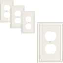 4-Pack Duplex Outlet Cover, Durable Solid Zinc Alloy Decorative Switch Plates and Outlet Covers, Light Almond Wall Plates for Electrical Outlets, 1 Gang Receptacle Cover, Corrosion Resistant