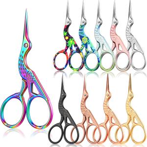 Honoson 10 Pcs Embroidery Scissors Bulk 3.6" Small Bird Stork Vintage Crane Stainless Steel Rainbow Sewing Needlepoint Scissors DIY Tools (Bright Color)