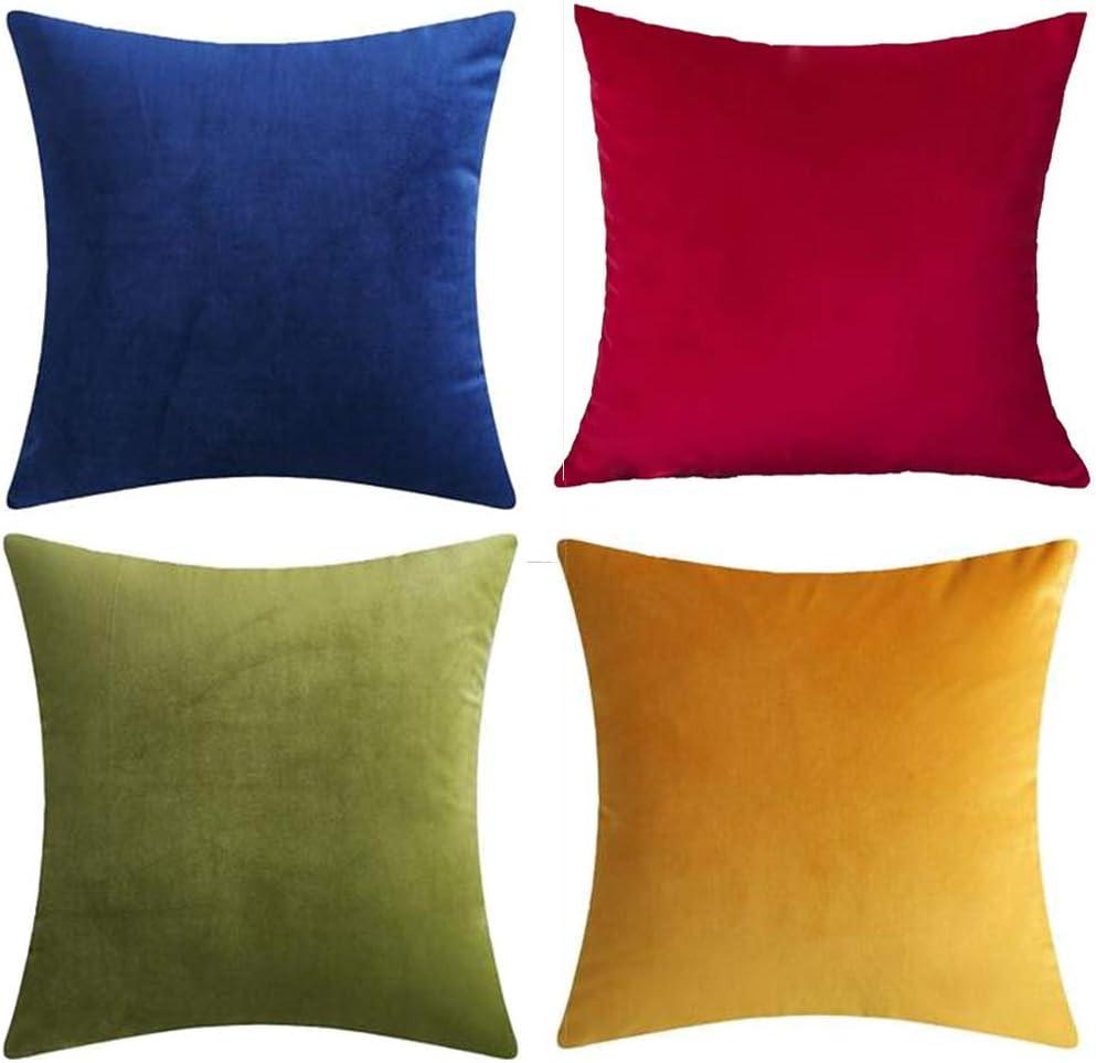 Andreannie Pack of 4 Gold Velvet Cozy Decorative Throw Pillow Covers 18x18 Soft Cushion Case for Couch Sofa Bed (Mixed 4 Pcs, 18" x 18" (Pack of 4))