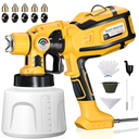 Paint Sprayer, Cosyjazz 1200W HVLP Spray Paint Gun with 5 Nozzles & 3 Spray Patterns, Adjustable Flow Control, 1400ml Container & Cleaning Tools, for House Painting, Fences, Cabinets, Walls etc.