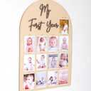 One Year Wood Photo Board - My First Year Month Milestone Board, Girl/Boy 1st Birthday Decorations, 12 Months Banner, 22.44 x 14.57 inches