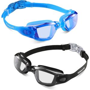 Adult Swim Goggles 2 Pack Anti Fog Swimming Goggles, No Leaking UV Protection Pool Goggles for Men Women Youth
