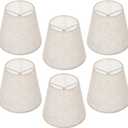 6 Pcs Small Clip-On Lamp Shades, 3.5x5.1x5.5 Inch Beige Linen Chandelier Replacement Shades for Chandeliers, Wall, Ceiling, Table and Floor Lamps