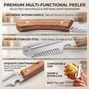 3 in 1 Multi Functional Vegetable Peeler,Stainless Steel Kitchen Tool with Wooden Handle, Fruit Peeler, Julienne Slicer & Bottle Opener for Potato, Apple, Carrot (2)