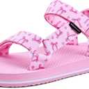 WateLves Kids Sandals Boys Girls Lightweight Non-slip Athletic Sandals with Adjustable Webbing for Hiking Walking Beach Water Sports (13 Little Kid, Pink)