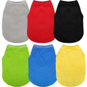 Paiaite 6 Pieces Plain Dog Shirt Sleeveless Puppy Cotton Dog Shirts Breathable Pet Apparel Tank Top Colorful Puppy Sweatshirt Clothes for Small Medium Dogs M (M-(8~14lb) | Chest(~18.1"))