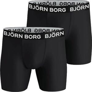 Bjorn Borg 2-Pack Men's & Solid Performance Boxers, Black, Size: M