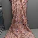 Long Floral Embroidery Dress Spaghetti Straps Evening Tulle Prom Gowns, XL