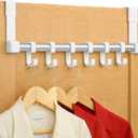 Over The Door Hooks, Door Hanger Hooks for Hanging, Over The Doors Towel Racks for Bathroom, Coat Rack Dorm Essentials (1Pack, White and Silver, Fit 1-3/4" Doors)