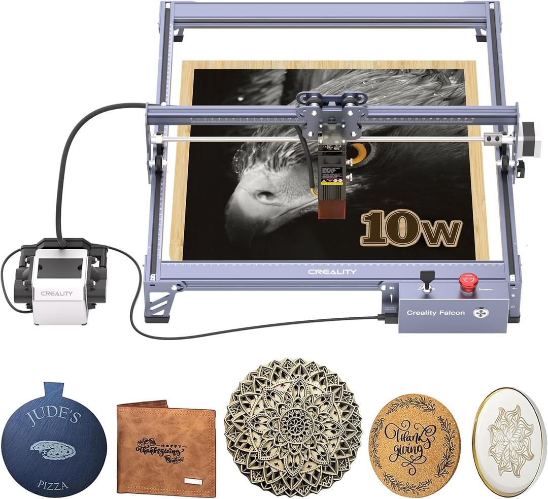 Creality 72000mW Output Power Laser Engraver, Falcon Pro 10W with Air Assist Laser Engraving Machine, CNC Machine Laser Engraver for Wood and Metal, Paper, Acrylic, Leather