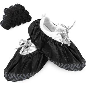 The Premium 120 Pack (60 Pairs) Thick Extra Large Boot & Shoe Covers disposable non slip fits up to size 14 US Men and 16 US Women, Black