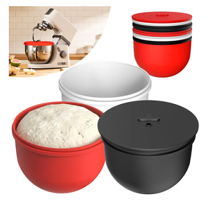 Silicone Bowl Liners for KitchenAid Mixers (3-Piece Set) - Adjustable Fermentation Hole Lid