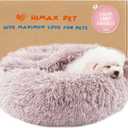 Himax Dog Beds for Small Dogs, Donut Dogs Beds with Blanket Attached, Calming Dog Bed Washable (20"/26"/35") Beige