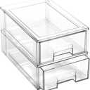 BINO | Stackable Storage Drawers, Small - 2 Pack, Clear | THE CRATE COLLECTION | Storage Bins With Drawers | Bathroom Organizers | Under Sink Organizer | Vanity Cabinet Home Organization