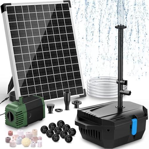 POPOSOAP Pond Filter with 20W Solar Fountain Pump, Solar Pond Filter with 280GPH Pump & Fountain Kit, Outdoor Filter Box with 6.6FT PVC Tubing, Perfect for Ponds Clean, Clear, and Add Water Features