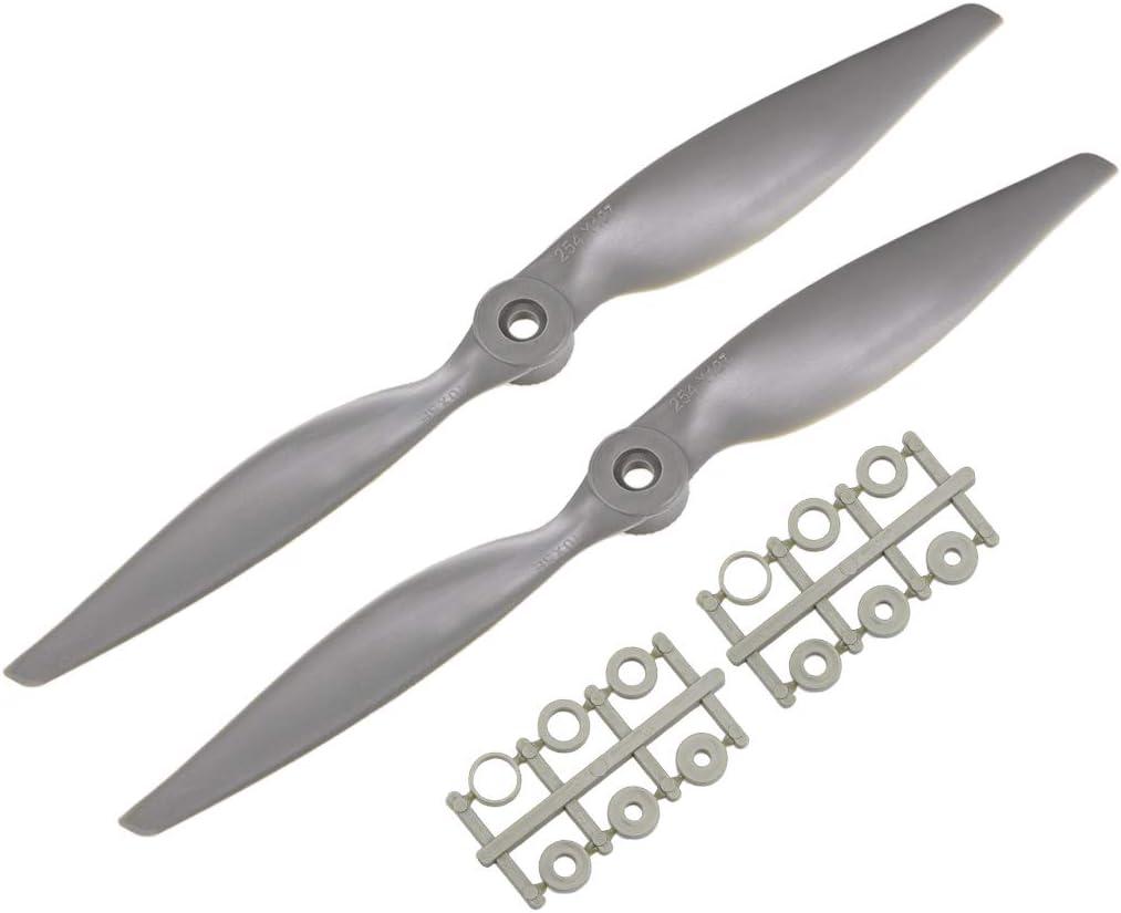uxcell RC Propellers CW 10x5 Inch 2-Vane for Airplane Nylon Gray 2Pcs with Adapter Rings