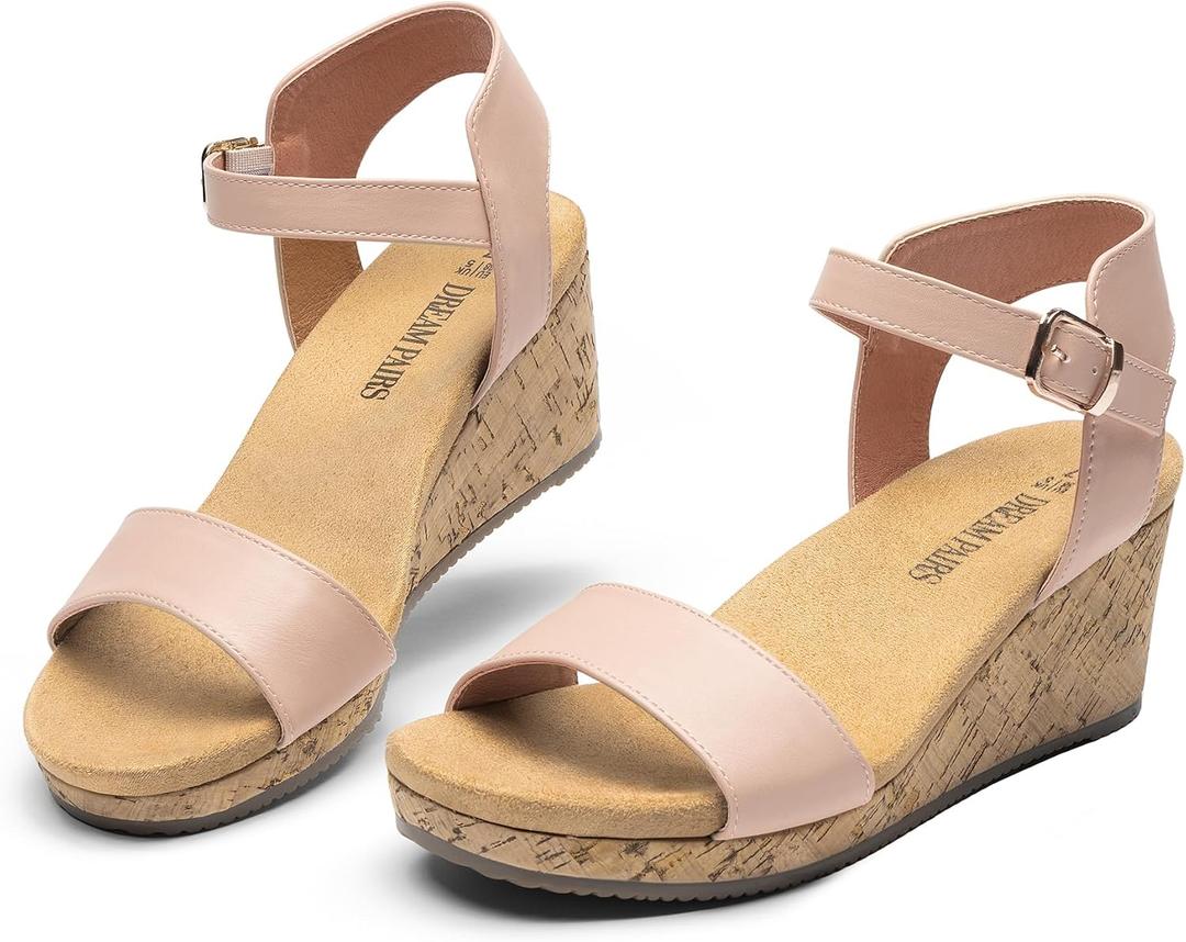 DREAM PAIRS Women's Open Toe Buckle Ankle Strap Platform Wedge Sandals for Women Summer Dressy Shoes