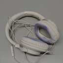 Headphones Wired with Microphone, Over Ear Foldable 3.5mm Plug in Headphones Corded with 4.9ft Tangle-Free Nylon Cord for Tablet, Laptop, MP3/4, School, Airplane Travel (Beige White)