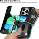 HAOPINSH for iPhone 16 Pro Wallet Case with Card Holder, Blue Florals Pattern Back Flip Folio PU Leather Kickstand Card Slots Case for Women Girls, Double Magnetic Clasp Shockproof Cover 6.3"