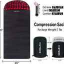 HiZYNICE Cold Weather Sleeping Bag 100% Cotton Flannel XXL for Adults Big and Tall,Free Compression Sack