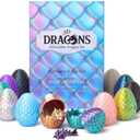12-Piece Dragon Egg & Articulated Baby Dragon Collectible Set 3D-Printed PLA Display Eggs with Mini Dragons Vibrant Fantasy Colors Unique Gift & Dcor for Dragon Lovers