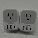 2 Pack European Plug Adapter USB C, TESSAN US to Europe Adapter 4 Outlets 3 USB Charger, Type C International Power Adaptor to Italy Spain France Portugal Iceland Germany, Europe Travel Essentials