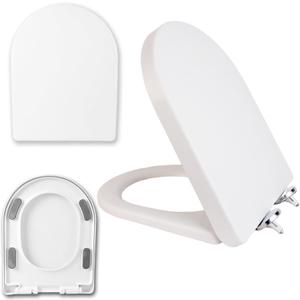 Minsha soft sealed toilet seat,16.7”LX13.5“W compatible with D/U-shaped extended bucket, quick release, easy to install, easy to clean, non discolored, thick and durable plastic material, white(M17“)