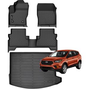 Jenofa-for Ford Escape 2013-2019 Floor Mats Cargo Liner All Weather Floor Mats Car Mat for Escape Full Set Automotive Floor Liners for Escape Accessories Black