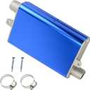 Diesel Heater Exhaust Silencer Muffler with Clamp, 24mm/ 0.94In Upgraded Aluminum Alloy Parking Heater Muffler Fit for Eberspacher Webasto Reducing Noise with Screws - Blue