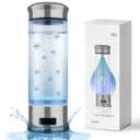 Hydrogen Water Bottle, Hydrogen Water Bottle Generator, 5-Min Electrolysis 1500 PPB Smart Water Ionizer with SPE/PEM Technology, Hydrogen Water Machine for Women Men Office Bike Running,CA-102C Silver