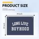 Long Live Boyhood Banner, Toddler Boy Room Decor & Linen Wall Hanging Canvas Banner Flag, Boho Nursery Playroom Toddler & Boy’s Kids Room Decoration - D07