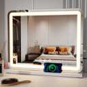 ZL ZELing Vanity Mirror with Lights, 23 Inch Large Makeup Mirror with LED Lights, Smart Touch Dimmable 3-Color Light, Memory Function, USB Charging Port, and Magnifying Glass