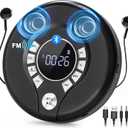 Greadio Portable Bluetooth CD Player with 2000mAh Rechargeable, Personal CD Player for Car with FM Transmitter/AUX, CD Discman Player with Headphone, 120s Anti-Skip, USB Port, Backlight (Black)