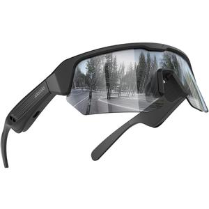 AIRMARS Bluetooth Sunglasses for Men and Women, Built-in Mic & Speakers, Polarized Sport Smart glasses for Running/Cycling, UV Protection, Voice Control (Black)