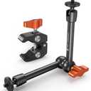 K&F CONCEPT 9.8" Magic Arm Clamp Kit with 1/4" & 3/8" Thread Screw 360 Ball Heads Articulating Magic Arm Camera Mount for Monitor, Flash, LED Light, Microphone, Camera Cage, Action Camera