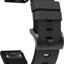 Leather Watch Band for Fenix 7X/6X/5X, 26mm Quick Release Easy Fit Silicone+Leather Sport Strap Compatible for Garmin Fenix 6X Pro/Sapphire, Fenix 5X Plus, Tactix Delta, Fenix 3, Enduro (Black)