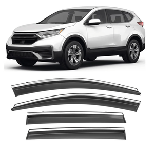 Shatterproof Taped-On Window Deflectors for Honda CR-V 2017-2022 with Chrome Trim, Rain Guards, Window Visors for Cars, Vent Deflector, 4pcs