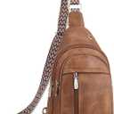 BOSTANTEN Sling Bag Cross Body Bag Trendy Leather Crossbody Purse Chest Bag with Adjustable Guitar Strap for Travel