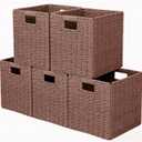 10.5x10.5'' Set of 5 Cube Storage Baskets, Natural Paper Rope Multipurpose Collapsible Organizers, Woven Laundry Totes for Laundry, Storage Cubes,Wicker Baskets Laundry Organizer Totes for Home