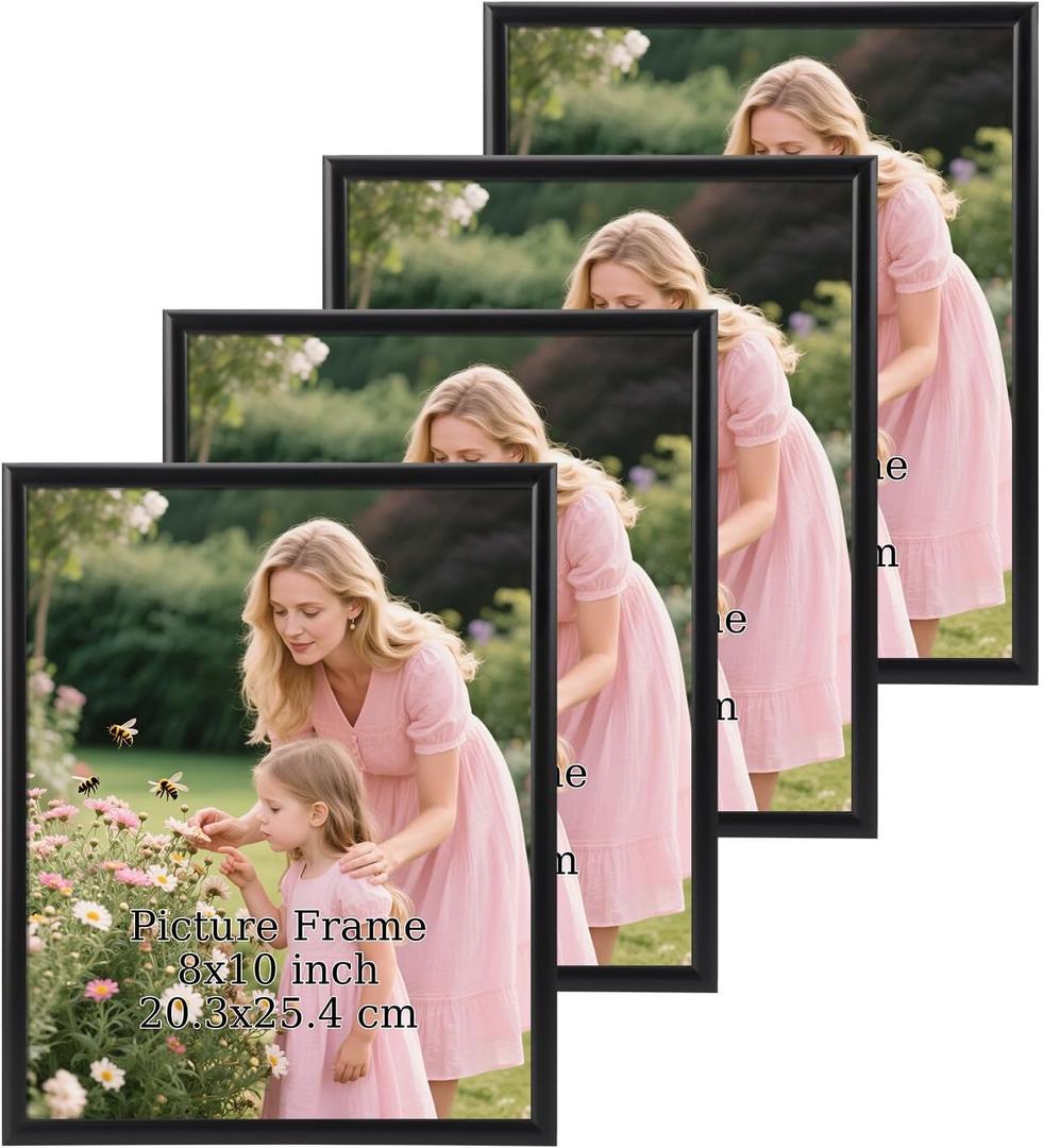 Schliersee 8x10 Picture Frames Set of 4, Elegant Arched Black Frame for 8 x 10 Photo, Wall and Tabletop Display