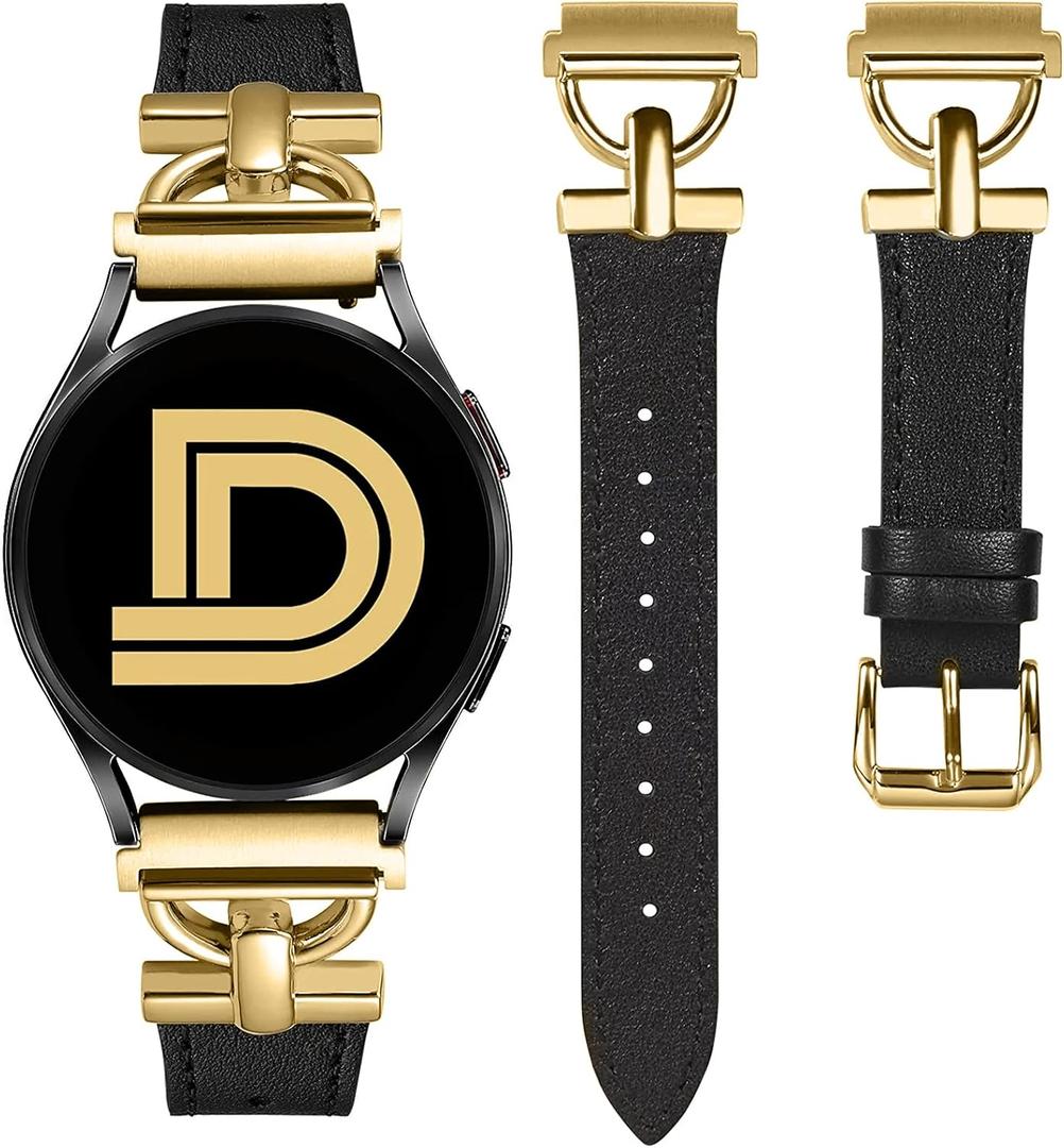 Wearlizer Leather Band Compatible with Samsung Galaxy Watch Bands Women | 20mm Watch Band for Galaxy Watch 7 6 5 4 FE Active 2 40mm 44mm/Watch 6 4 Classic 43mm 47mm 42mm 46mm/Watch 5 Pro 45mm