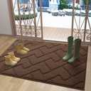 OLANLY Indoor Door Mat, 40x32, Dirt Resistant and Absorbent, Sturdy Non-Slip Rubber Backing, Easy to Clean, Washable Low-Profile Doormat for Entryway, Coffee