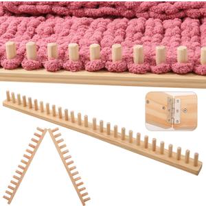 maileiduo 48 Chunky Blanket Loom, Wooden Knitting Loom Kit for Chunky Yarn, Blanket Loom for ChunkyYarn, Throws, ThickYarn