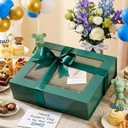 PACKQUEEN 5 Extra Large Magnetic Green Gift Boxes with Window 16.3x14.2x5In, 17 inches × 14.5 inches × 5.5 inches