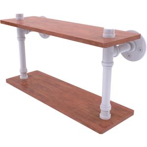 Allied Brass P-470-16-DWS-WHM Pipeline Collection 16 Inch Ironwood Double Shelf, Matte White