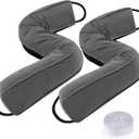 Sunolga 2 Pack Door Draft Stopper Filled with Glass Beads & Cotton, 20 Inches Removable Machine Washable Sound Proof Under Door Draft Blocker with Anti-Abrasion Bottom for Door and Window, Black (Gray)