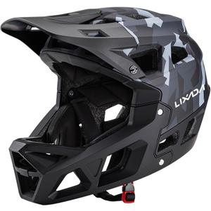 Lixada Adult Bike Helmet, Full Face Mountain Bike Helmet Lightweight Bicycle Helmet with Pads & Visor, Comfort Cycling Helmet Racing Downhill MTB Helmet for Men Women (Large, Camouflage Grey)