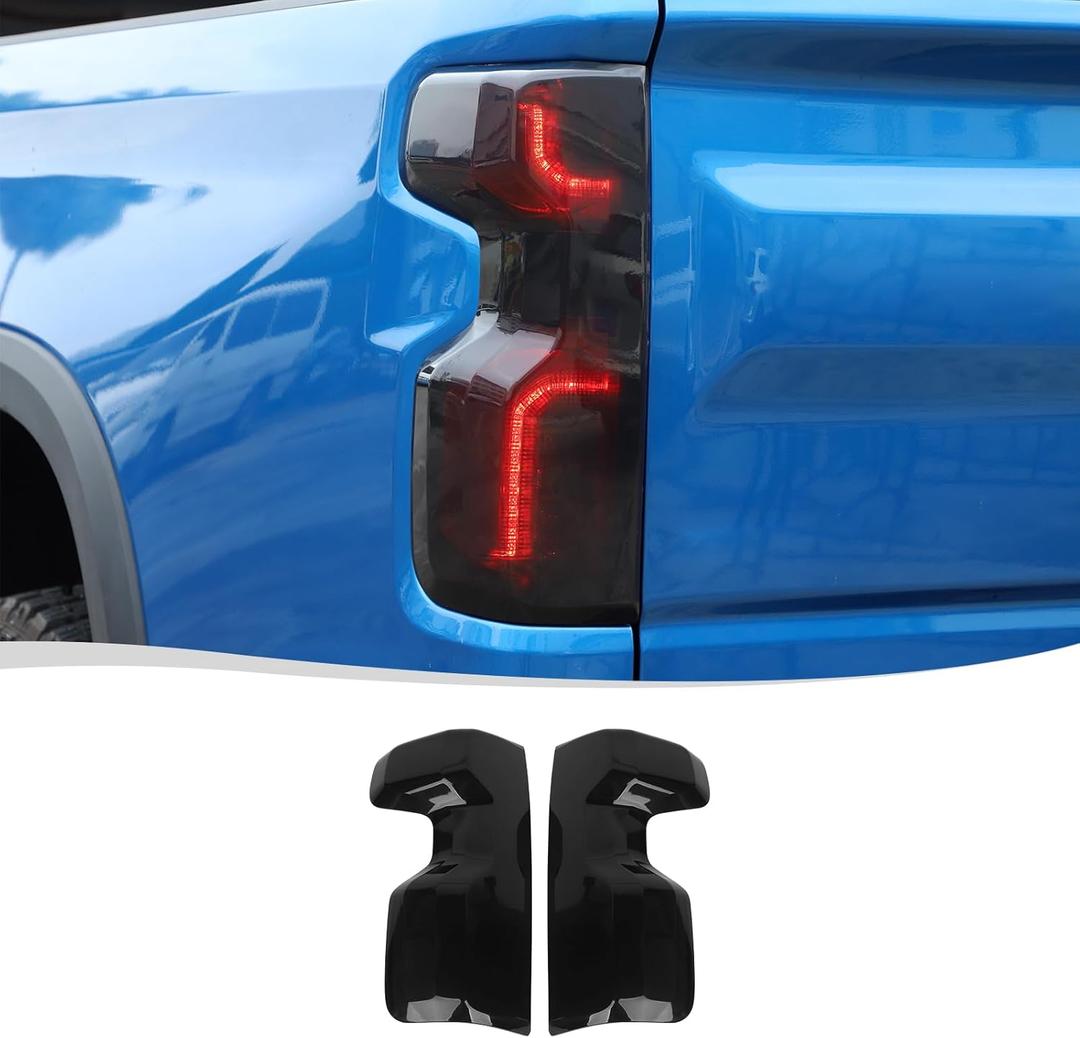 Voodonala for Chevy Silverado 1500 ZR2 2022+ Rear Tail Lamp Cover Smoke Black Brake Warning Lamp Cover Compatible with Chevrolet Silverado 2022 2023 2024(2Pcs/set,Smoke Black,ABS)