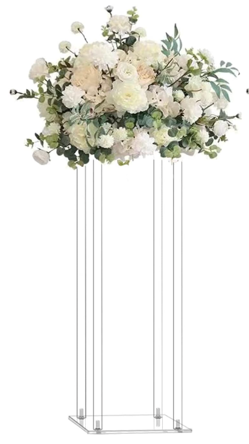 1 Pack 32'' Tall 10'' Dia. Clear Floor Vase Wedding Decoration Table Centerpiece Crystal Acrylic Flower Stand Floral Display Rack Backdrop Column for Event Dcor